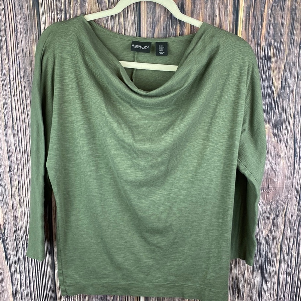 Woman’s Rachel Zoe Sage Green 3/4 Sleeve Drape Neck Top- Size Med (RN 75743)